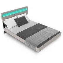 Juskys Schwebebett Lissabon - Schwebendes Design, Integrierte LED-Beleuchtung - beige