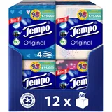 Tempo Original Taschentücher Würfelbox - Megapack - 12 Boxen, 60 Tücher pro Box - extra starke, weiche Papiertaschentücher, waschmaschinenfest