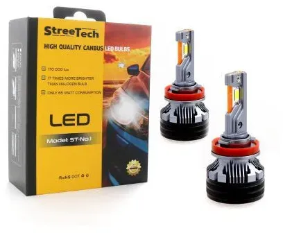 LED-Lampen - LED-System H11 / H8 / H9 Streetech Modell STN1 für Scheinwerfer - 170.000 Lux, 65 W - CANbus 6000 K - 17