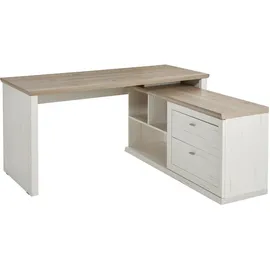 Hom ́in Eckschreibtisch Camron Grau / Weiß