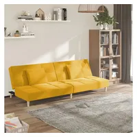 VidaXL Schlafsofa 2-Sitzer, mit 2 Kissen, Gelb Stoff