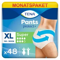 TENA Pants Super XL- 48 Pants im Monatspaket (4 x 12 Pants) - Einweghosen für Frauen und Männer - atmungsaktive Unisex Inkontinenzslips - bei Blasenschwäche und Harninkontinenz - Weiß, Größe XL