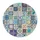 Tulup Kaminbodenplatte Glas Rund 70 x 70 x 0,4 cm Mosaikmuster Blau