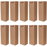 10er Packung Flaschentüten Geschenktüten natur für Wein Sekt und Champagner geeignet 36x12x10