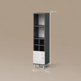 livinity Midischrank Fucino 30 x 130,6 x 30 cm Weiß Hochglanz/Anthrazit