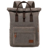 Canvas Rucksack, Rolltop Damen Herren Rucksack, Wasserdichter Rucksack, für Schule Geschäftsreisen Freizeittasche - Dunkelgrau