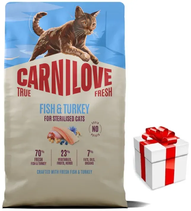 Carnilove True Fresh Cat Fisch & Truthahn für kastrierte erwachsene Katzen 6kg + Überraschung für die Katze