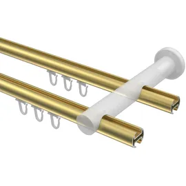 Interdeco GARDINENSTANGE INNENLAUF Platon Santo 420 cm (geteilt in 3 x 140 cm), 2-läufig, 20 mm Ø Messing-Optik