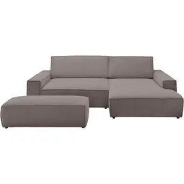 OTTO home Polsterecke OTTO HOME "SHERWOOD XXL tief, L-Form, Schlaffunktion, Bigsofa, Cord, Leinenoptik", beige (taupe), B:284cm H:90cm T:135cm, 100% Polyester, Sofas, stellbar zum Schlafsofa (Krokodilverbinder), Cord, Leinenoptik
