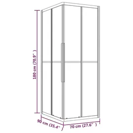 vidaXL Duschkabine ESG Matt 90x70x180 cm