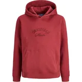 Jack & Jones Junior "JORBLEECKER BRANDING SWEAT HOOD BF JNR", Jungen, Gr. 164, tibetan rot detail:org, angeraute Sweatware, Obermaterial: 70% Baumwolle, 30% Polyester, bedruckt, unifarben, loose fit hüftbedeckend, Rundhals, Rippbündchen, Sweatshirts