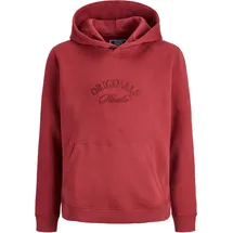 Jack & Jones Junior "JORBLEECKER BRANDING SWEAT HOOD BF JNR", Jungen, Gr. 164, tibetan rot detail:org, angeraute Sweatware, Obermaterial: 70% Baumwolle, 30% Polyester, bedruckt, unifarben, loose fit hüftbedeckend, Rundhals, Rippbündchen, Sweatshirts