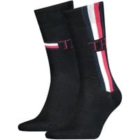 2er Pack TOMMY HILFIGER Iconic Stripe Socken Herren 001 - black 39-42