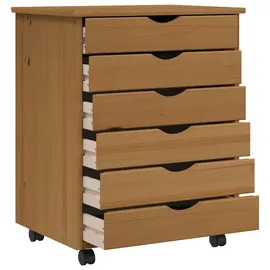 vidaXL Rollschrank mit Schubladen MOSS Honigbraun Massivholz Kiefer