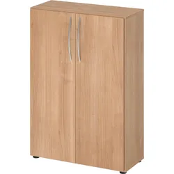 bümö Mehrzweckschrank 80cm breit, Aktenschrank o. Schuhschrank klein, Schrank mit Regal, Kommode in Nussbaum aus Holz, Vorratsschrank &