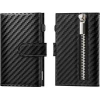 Manmaxim Kartenetui Herren fur 10 Karten Slim Wallet RFID Geldbörse Herren Portmonee Herren Slim, Kartenportmonai Herren, Portemonnaie Geldbeutel Smart Wallet mit Münzfach (Carbon Schwarz)