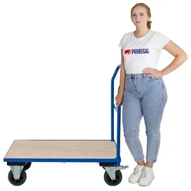 Proregal Plattformwagen HxBxT 102x60x98cm | Traglast 450kg | Lichtblau