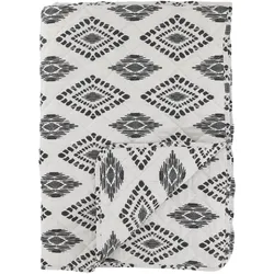 Chic Antique Aix Quilt mit ethnischem Muster, L180/B130 cm, Weiß/Schwarz