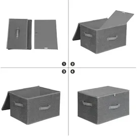 Songmics Aufbewahrungsbox 30 x 40 x 25 cm 3-tlg. grau