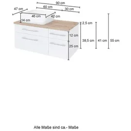 Held Waschbeckenunterschrank Davos 90 x 54 x 47 cm Grau