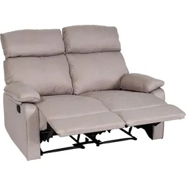 MCW 2er Kinosessel MCW-L93, Relaxsessel Fernsehsessel Sofa, Armlehne Liegefunktion Nosagfederung Stoff/Textil ~ grau-braun