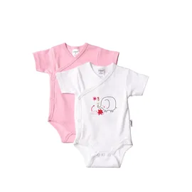 LILIPUT Body "Elefant", Mädchen, Gr. 62/68, EURO-Größen, pink (weiß, pink), 100% Baumwolle, bedruckt, kurz, Bodys Body, mit niedlichem Frontdruck