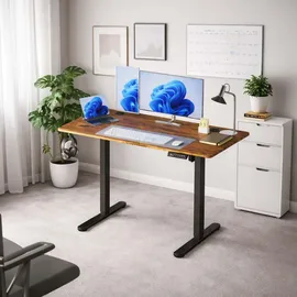 Relaxdays Schreibtisch Höhenverstellbar Industrial Schwarz / Braun