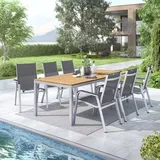 Kettler Basic Plus Gartenmöbel-Set 7-tlg. Tisch 220x100cm Natur|Dunkelgrau|Hellgrau