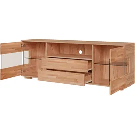 OTTO home Sideboard OTTO HOME "VETRO Teilmassiv, Fronten Massivholz, Wohnzimmer, Stauraum,Griffmulde", braun, B:180cm H:63cm T:40cm, Sideboards, Sideboard, B/T/H:180/40/63cm, 2Schubladen, 4 geschlossene & 2 offene Fächer