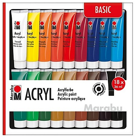 Marabu Acrylfarben, 18x 36 ml