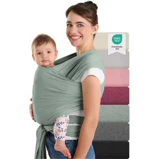 Laleni Tragetuch Baby, Babytragetuch - Babytrage für Neugeborene, 100% weiche Bio-Baumwolle, elastisch bis 15kg