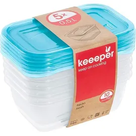 KEEEPER Frischhaltedose 5-teilig blau transparent 15,5 x 10,5 x 6 cm 5 x 0,5 l