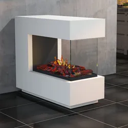 muenkel design loft.line 1100 -- C-02 Raumteiler [Design Opti-myst Elektrokamin mit Tankbefüllung]: Betonoptik - Mit Heizung - Dekoholz mit Stehrost (gerade) - ohne Scheibe