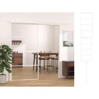 vidaXL Zimmertür Schiebetür ESG Glas und Aluminium 102,5x205 cm Weiß Innentür Raum Zimm weiß