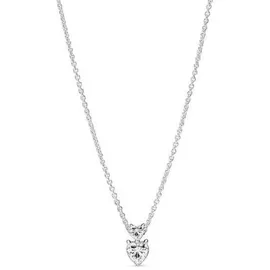 Pandora Doppelherz-Anhänger Funkelnde Collier-Halskette Silber