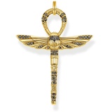 Thomas Sabo Anhänger ägyptisches Lebenskreuz, mit schwarzen Zirkoniasteinen, 925er Sterlingsilber geschwärzt und 750er Vergoldung, Maße: 58 x 42 mm, PE741-414-11