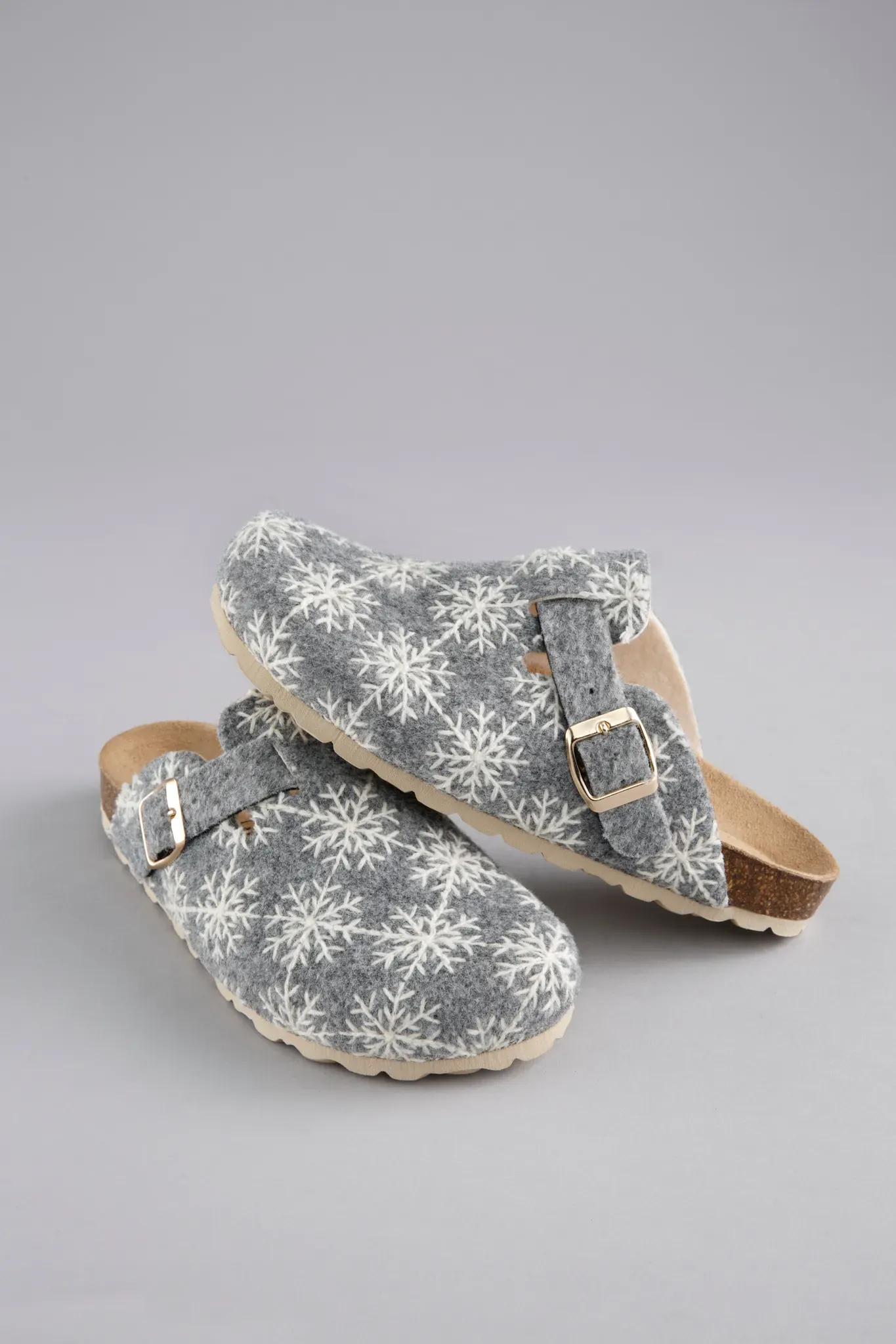 Clog ANISTON SHOES, Damen, Gr. 36, weiß (grau, sanftes weiß), Filz, meliert, Schuhe Clog, Clog, Hausschuh, Homeslipper, verstellbare Schnalle