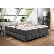 Home Affaire Boxspringbett HOME AFFAIRE "Salo", grau (anthrazit), B:206cm L:206cm, Komplettbetten, Boxspringbett, Ohne Kopfteil, inkl. Topper, auch in Überlänge 220 cm