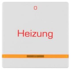 Berker Wippe  mit oranger Linse und Aufdruck Heizung un 0 (polarweiß samt)