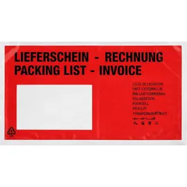 Baytronic Dokumententaschen, DIN lang, rot schwarz bedruckt Lieferschein/Rechnung (1000 Stück)