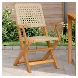vidaXL Gartenstühle 2 Stk. Beige Massivholz Akazie und Poly Rattan