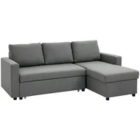Homcom Eckcouch Polyester 3-Sitzer Hellgrau