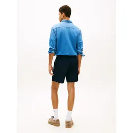 Tommy Hilfiger Shorts TOMMY JEANS "LINEN BLEND PULL-ON", Herren, Gr. M, N-Gr, blau (schwarz night navy), Web, Obermaterial: 86% Baumwolle, 14% Leinen, unifarben, regular fit kurz, Hosen Shorts, Regular fit mit praktischen Taschen