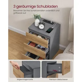 VASAGLE Nachttisch 2er Set 3 Schubladen 0 x 0 x 0 cm Grau