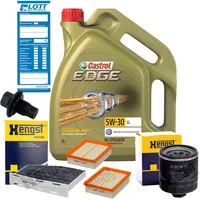 5L Castrol Edge LL 5W-30 Motoröl + Ölfilter + Luftfilter + Innenraumfilter + Ablassschraube