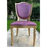 Casa Padrino Luxus Art Deco Samt Esszimmer Stuhl Lila / Gold - BarockStuhl Möbel