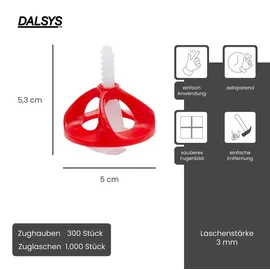 Dalsys Fliesen Nivelliersystem, Set: 1300tlg., 1000 Laschen + 300 Hauben,