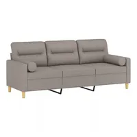 VidaXL 3-Sitzer-Sofa mit Zierkissen Taupe 180 cm Stoff