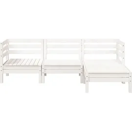 vidaXL Gartensofa 3-Sitzer mit Hocker Weiß Massivholz Kiefer