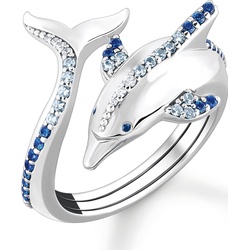 Thomas Sabo, Ring, Ring Delfin mit Blauen Steinen, (54, 925 Silber)